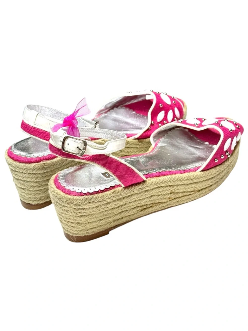 Vintage Y2K: Rafé NY ❤︎︎ Faceted Pearl Embellished Espadrille Sandal ❤︎︎ Pink 9M